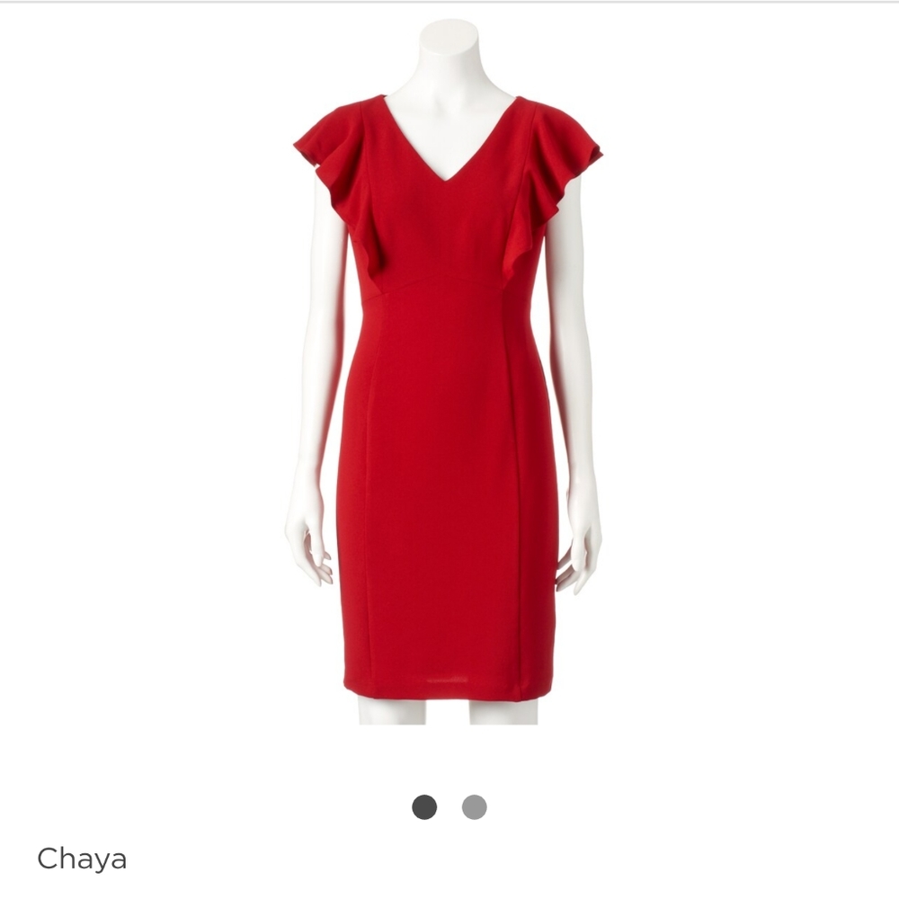 Chaya red ruffle sleeve dress.